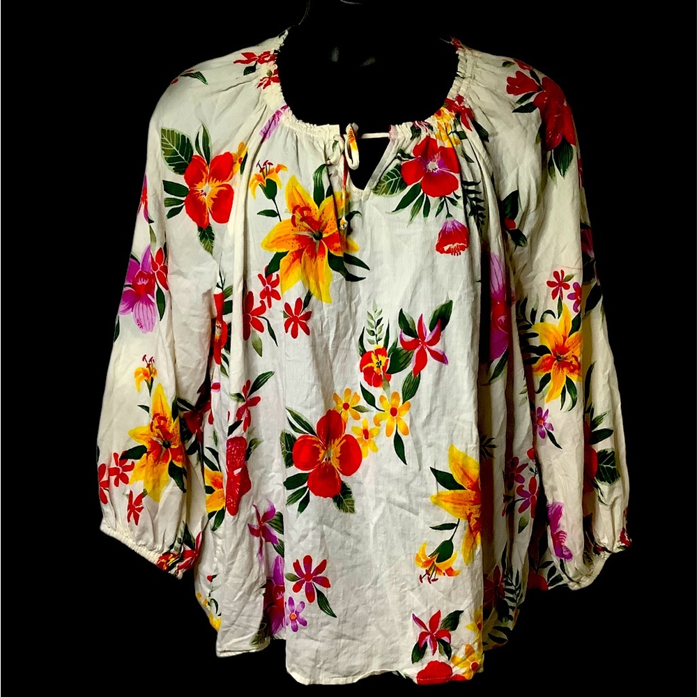 Old navy floral Hawaiian hibiscus casual summer top